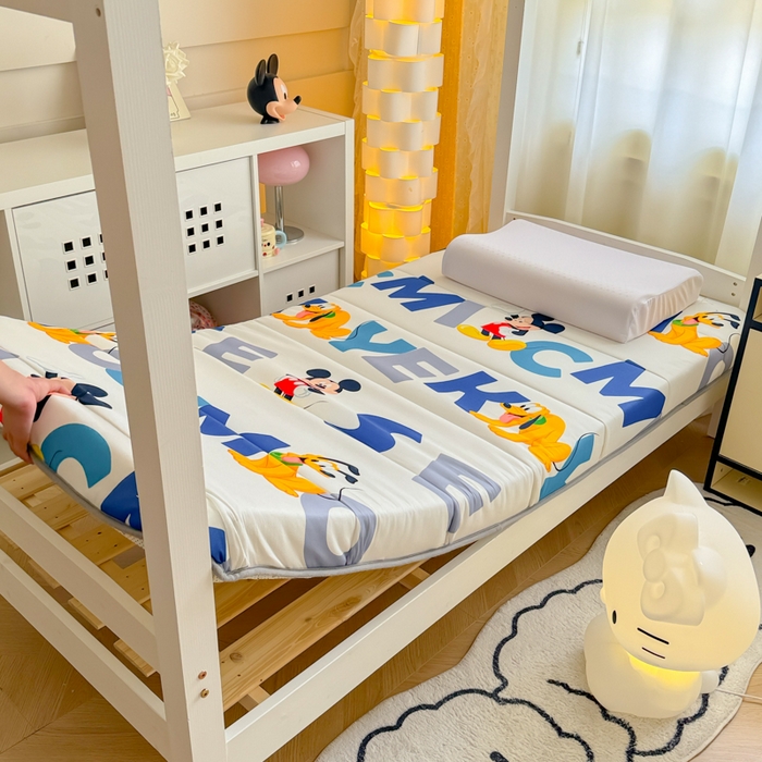 91家纺网 家纺一手货源 找家纺 简宜家居（朝初家纺） 2025新款针织棉学生学生床垫+垫套组合 欢乐米奇