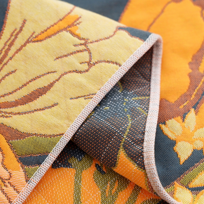 91家纺网 家纺一手货源 找家纺 朴尔家纺-毛巾被 2024新款色织定位提花纯棉四层纱布枕巾 爱情来临-藏青