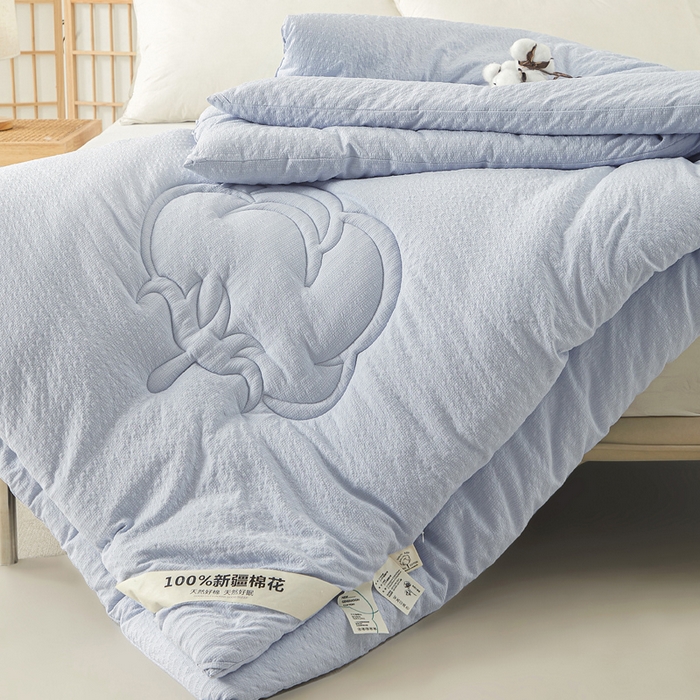 91家纺网 家纺一手货源 找家纺 2024新款A类亲肤舒适提花新疆棉花被子被芯 棉玲蓝