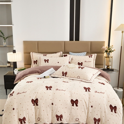 91家纺网 家纺一手货源 找家纺 （总）卡迪亚 2024新款全消光牛奶绒印花四件套