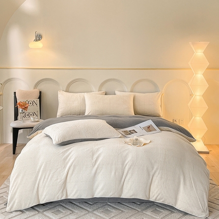 91家纺网 家纺一手货源 找家纺 （总）2024新款牛奶绒雕花麻绳款三件套四件套