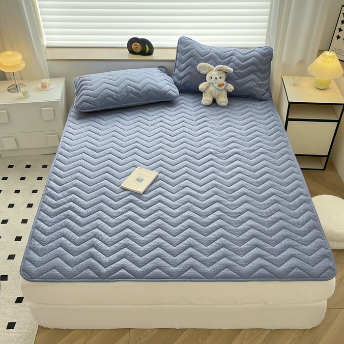 91家纺网 家纺一手货源 找家纺 老帅的工厂店 2025新款泡泡纱提花床垫系列 大床（有买家秀） 雾蓝