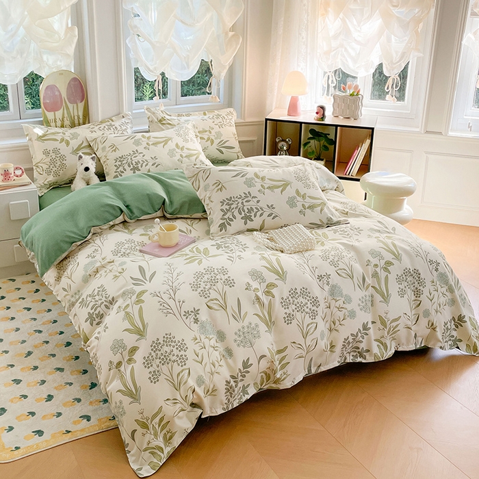 91家纺网 家纺一手货源 找家纺 世爵家纺 2025新款亲肤印花磨毛四件套 山谷兰草