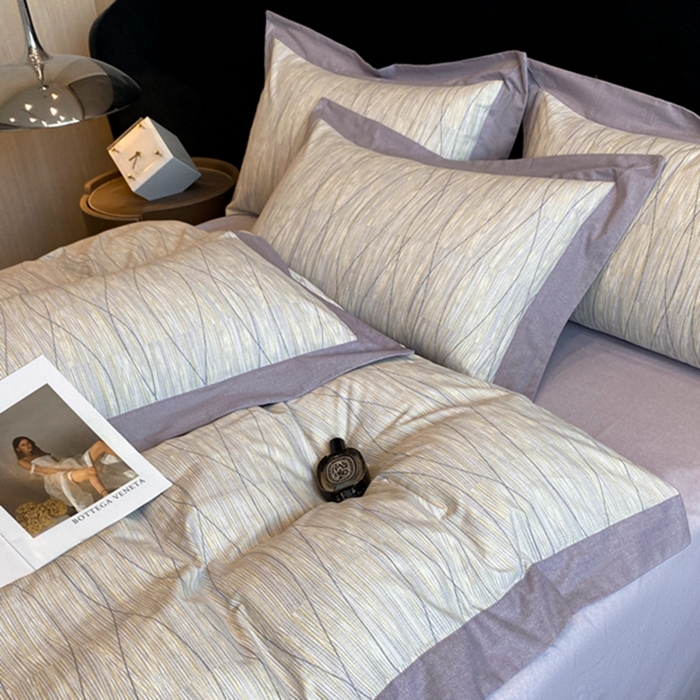 91家纺网 家纺一手货源 找家纺 慕晨 2024新款A类全棉贡缎磨毛数码印花高级宽边简奢款中高端四件套直播爆款 寻意