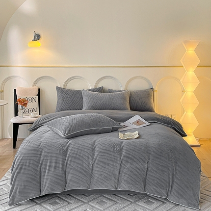 91家纺网 家纺一手货源 找家纺 （总）2024新款牛奶绒雕花麻绳款三件套四件套