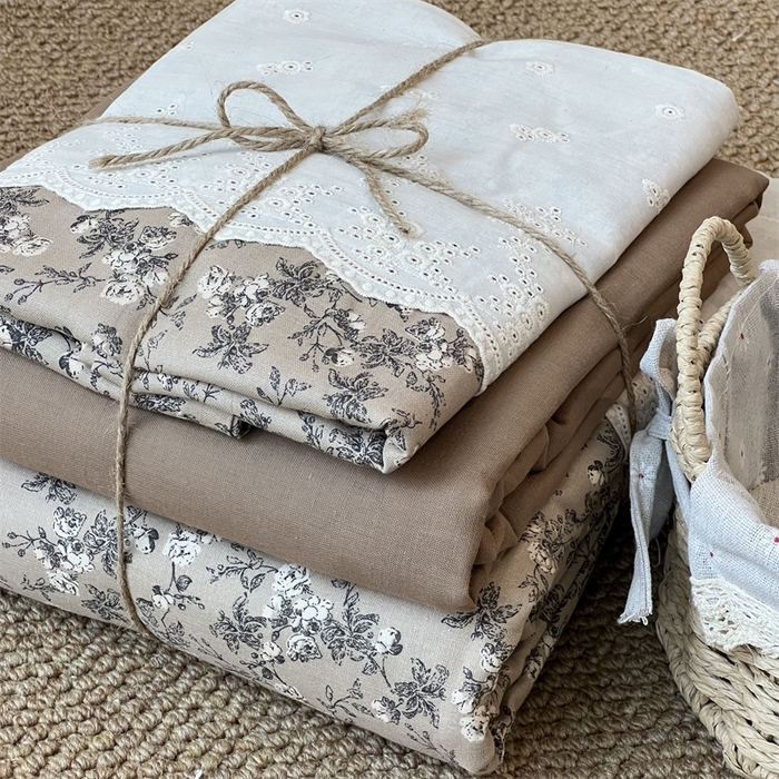 91家纺网 家纺一手货源 找家纺 2024新款全棉印花双层纱四件套--蕾丝花边款 美式