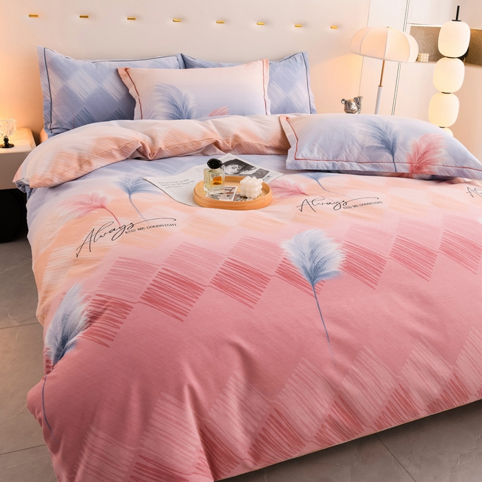 91家纺网 家纺一手货源 找家纺 润淳 2025新直播加厚活性磨毛四件套纯棉三件套 摇曳 粉