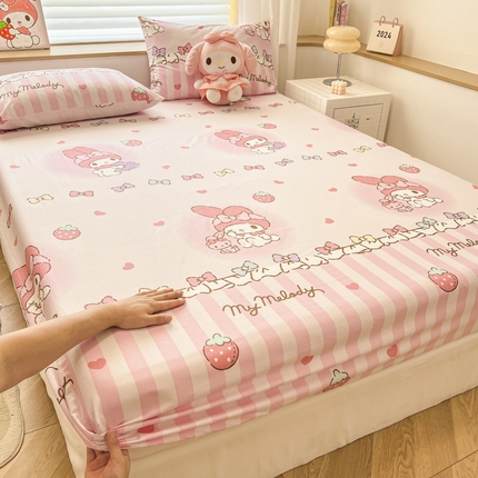 91家纺网 家纺一手货源 找家纺 （总）2024新款正版授权全棉三丽鸥系列纯棉斜纹13372单品床笠三件套