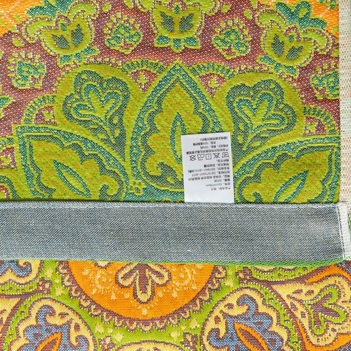 91家纺网 家纺一手货源 找家纺 朴尔家纺-毛巾被 2024新款全棉四层纱布色织提花宽边时尚枕巾系列 复古花园-绿