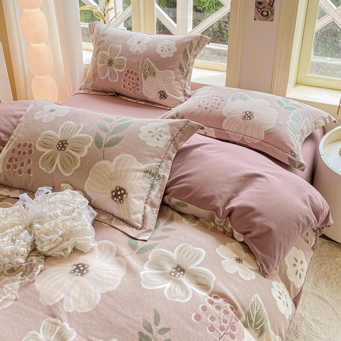 91家纺网 家纺一手货源 找家纺 宜家坊 2024秋冬新款全棉超柔加厚生态磨毛四件套 幽兰