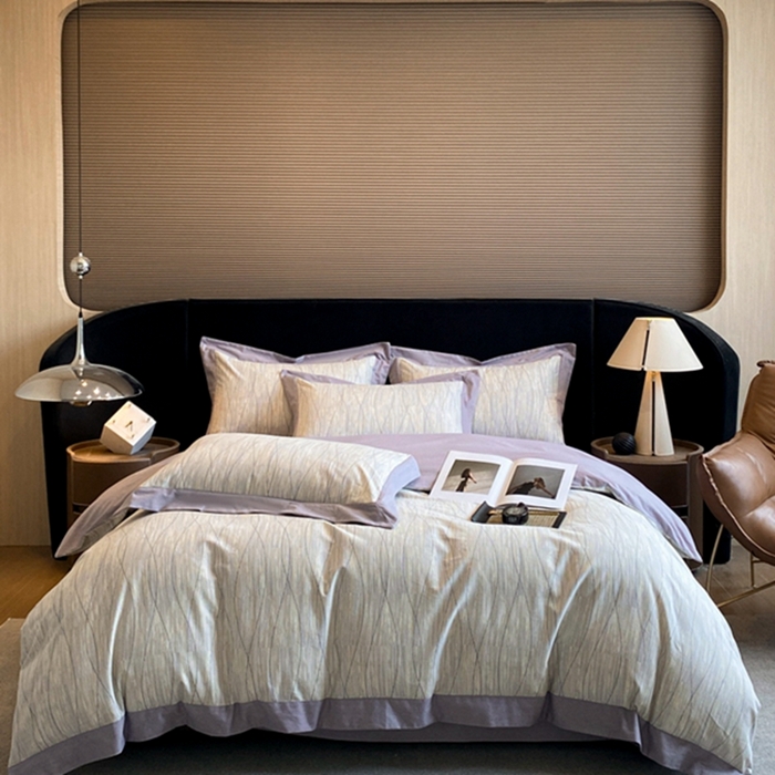 91家纺网 家纺一手货源 找家纺 慕晨 2024新款A类全棉贡缎磨毛数码印花高级宽边简奢款中高端四件套直播爆款 寻意