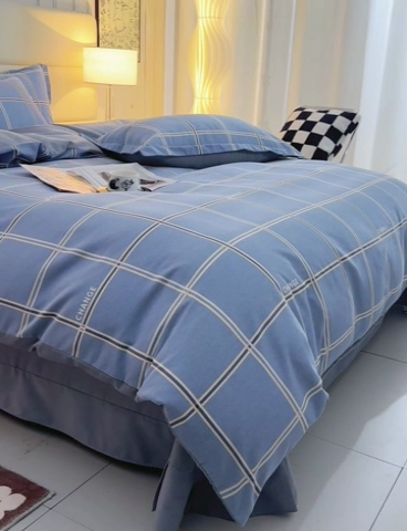 91家纺网 家纺一手货源 找家纺 润淳 2026新直播加厚活性磨毛四件套纯棉三件套 阿黛尔 蓝