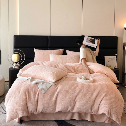 91家纺网 家纺一手货源 找家纺 2024新款兔毛麦穗纹系列三件套四件套 琉璃玉