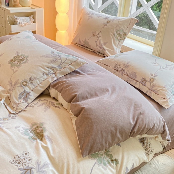 91家纺网 家纺一手货源 找家纺 宜家坊 2024秋冬新款全棉超柔加厚生态磨毛四件套 鹿禾