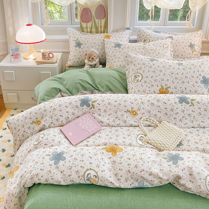 91家纺网 家纺一手货源 找家纺 世爵家纺 2025新款亲肤印花磨毛四件套 小家碧玉