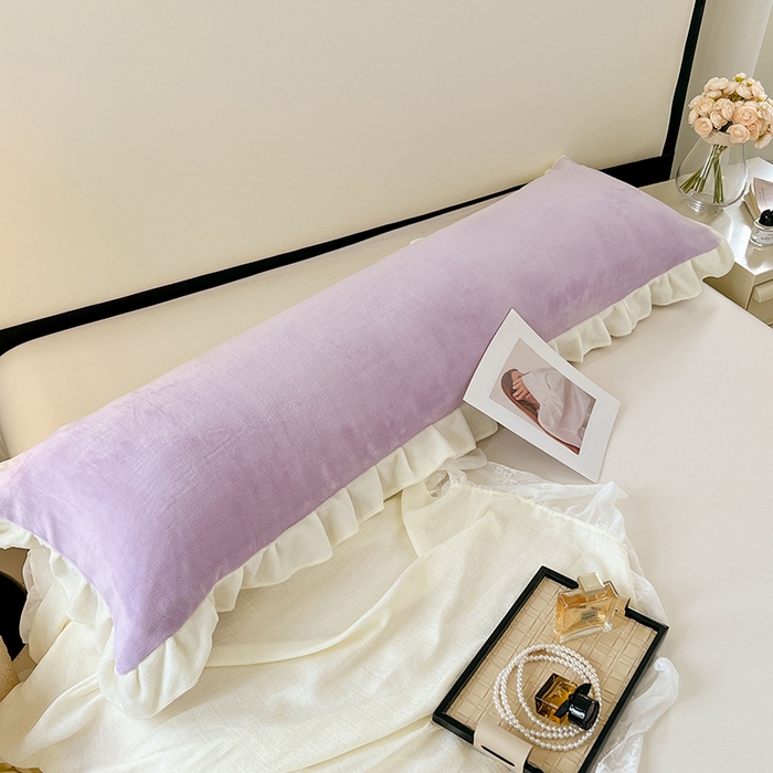 91家纺网 家纺一手货源 找家纺 梦舒羽 2025新款牛奶绒花枕套边单人宿舍法兰绒枕头套珊瑚绒枕芯套 丁香紫