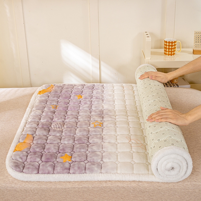 91家纺网 家纺一手货源 找家纺 眠势力 2025牛奶绒学生床垫夹棉加厚秋冬季保暖床褥子印花床护垫 梦幻星空