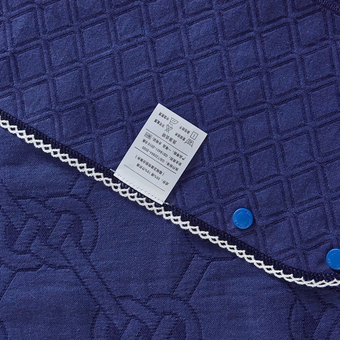 91家纺网 家纺一手货源 找家纺 朴尔家纺-毛巾被 2024新款纱布毛巾绣花素色半包枕套枕巾 绣花半包枕套-深蓝