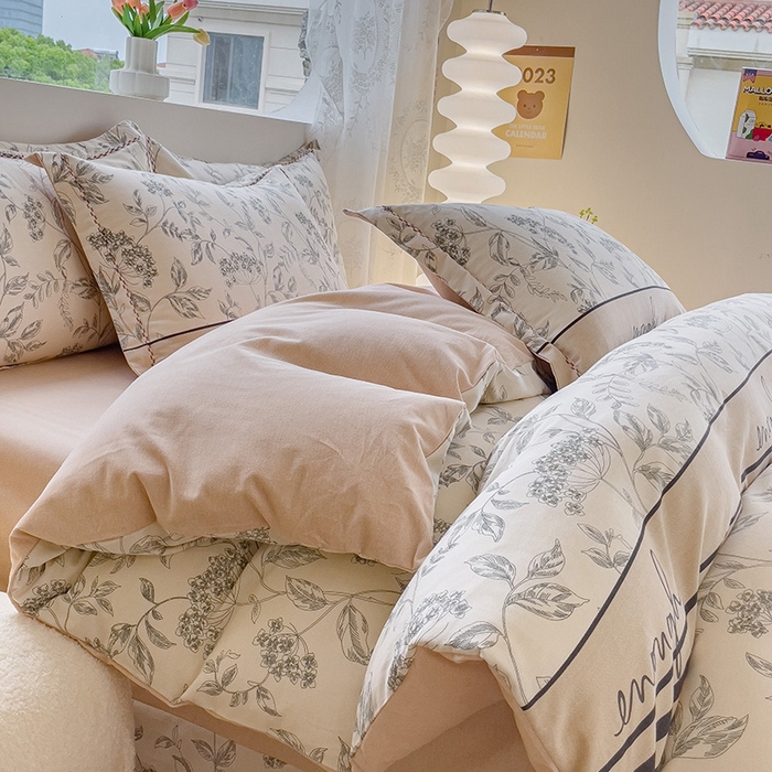 91家纺网 家纺一手货源 找家纺 宜家坊 2024秋冬新款全棉超柔加厚生态磨毛四件套 枝繁叶茂