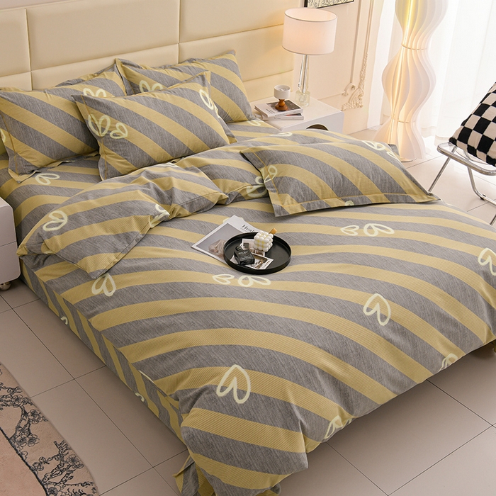 91家纺网 家纺一手货源 找家纺 润淳 2025新直播加厚活性磨毛四件套纯棉三件套 一心一意 灰