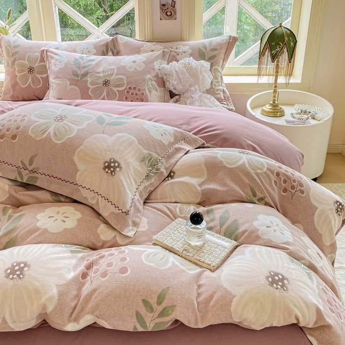 91家纺网 家纺一手货源 找家纺 宜家坊 2024秋冬新款全棉超柔加厚生态磨毛四件套 幽兰