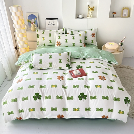 91家纺网 家纺一手货源 找家纺 梦卓家纺 2025新款直播加厚植物羊绒四件套高克重磨毛跨境四件套 大量现货幸运草