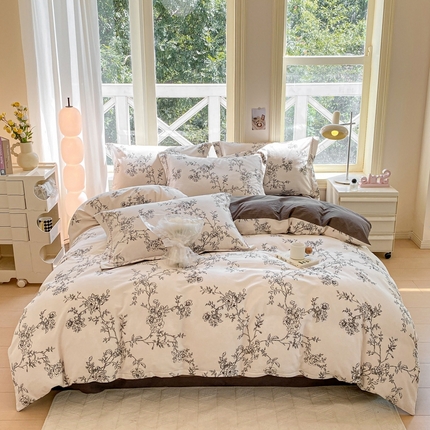 91家纺网 家纺一手货源 找家纺 宜家坊 2024秋冬新款全棉超柔加厚生态磨毛四件套 寻花集