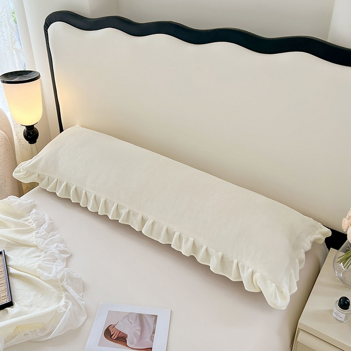 91家纺网 家纺一手货源 找家纺 梦舒羽 2025新款牛奶绒花枕套边单人宿舍法兰绒枕头套珊瑚绒枕芯套 奶白