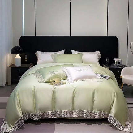 91家纺网 家纺一手货源 找家纺 【91特价】漫仙阁家纺 新款烫钻雪莲天丝四件套s