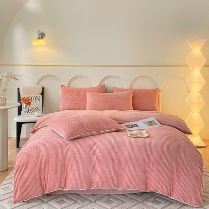 91家纺网 家纺一手货源 找家纺 （总）2024新款牛奶绒雕花麻绳款三件套四件套