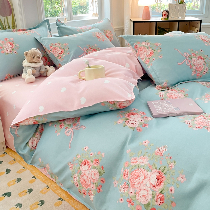 91家纺网 家纺一手货源 找家纺 世爵家纺 2025新款亲肤印花磨毛四件套 花月诗篇