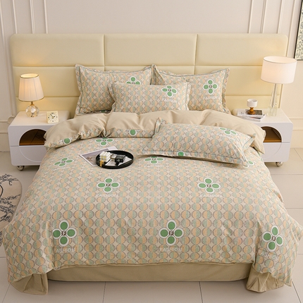 润淳 2025新直播加厚活性磨毛四件套纯棉三件套 如伊 咖