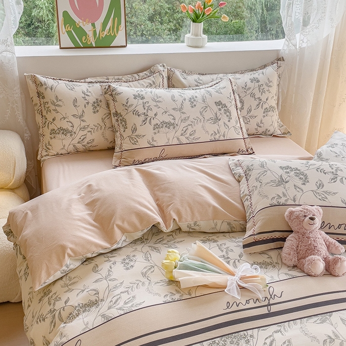 91家纺网 家纺一手货源 找家纺 宜家坊 2024秋冬新款全棉超柔加厚生态磨毛四件套 枝繁叶茂