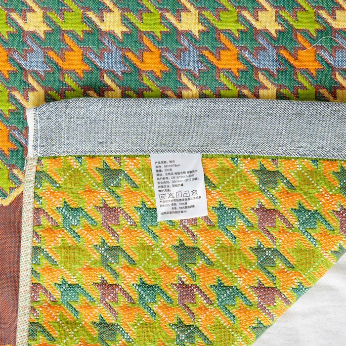 91家纺网 家纺一手货源 找家纺 朴尔家纺-毛巾被 2024新款全棉四层纱布色织提花宽边时尚枕巾系列 千鸟小熊-绿