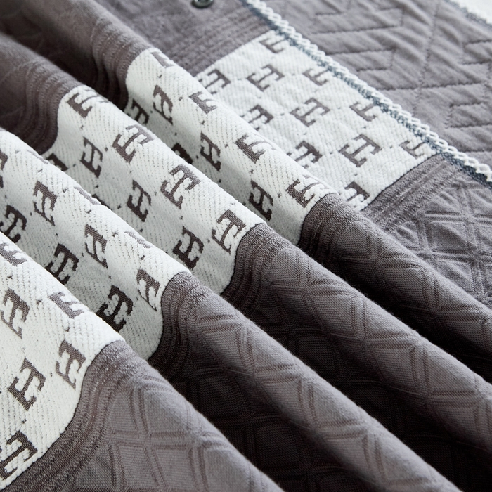 91家纺网 家纺一手货源 找家纺 朴尔家纺-毛巾被 2024新款纱布毛巾绣花素色半包枕套枕巾 绣花半包枕套-深灰