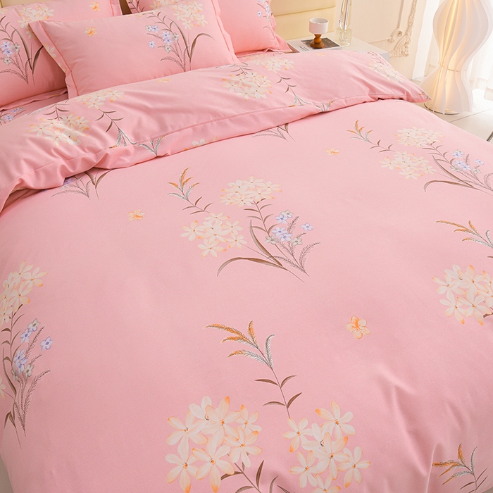 91家纺网 家纺一手货源 找家纺 润淳 2025新直播加厚活性磨毛四件套纯棉三件套 玉立满枝-粉