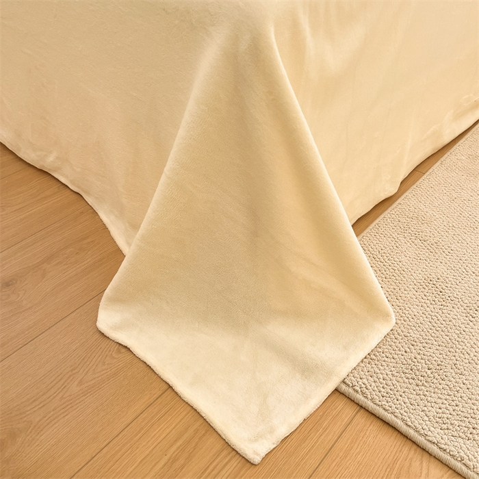 91家纺网 家纺一手货源 找家纺 星座家纺 2025新款千鸟格花边款牛奶绒四件套 千鸟格-米黄