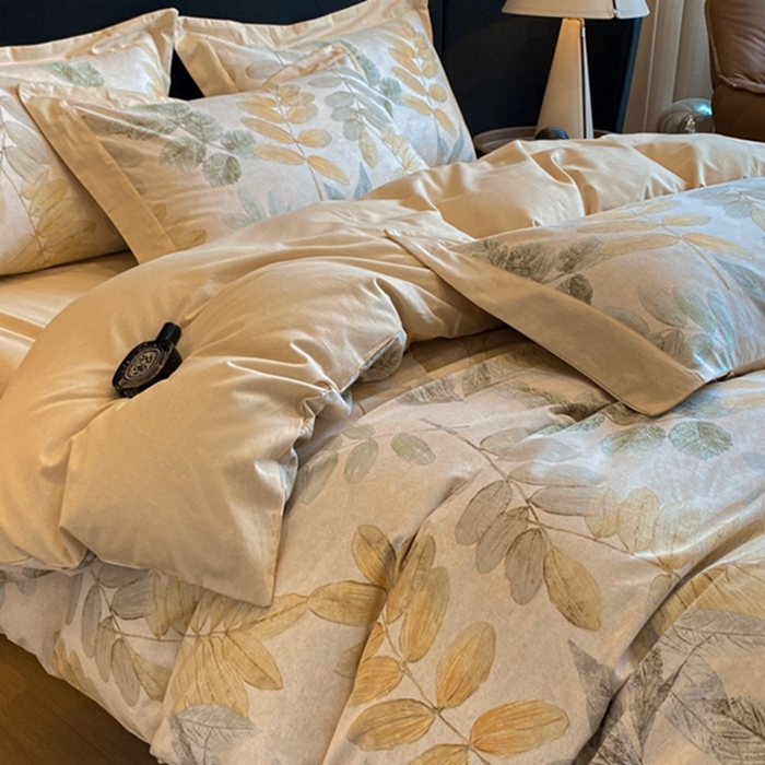 91家纺网 家纺一手货源 找家纺 慕晨 2024新款A类全棉贡缎磨毛数码印花高级宽边简奢款中高端四件套直播爆款 春派