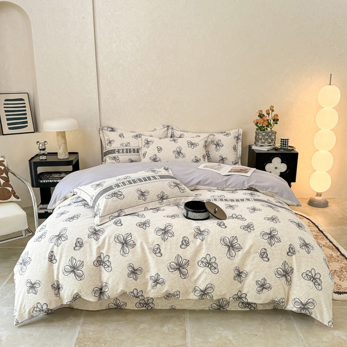 91家纺网 家纺一手货源 找家纺 凌鼎 2025新款100%全棉生态磨毛四件套系列1 淡雅华花