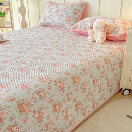 91家纺网 家纺一手货源 找家纺 玉海棠 玉海棠 2024新款针织棉加绒床盖 花谷