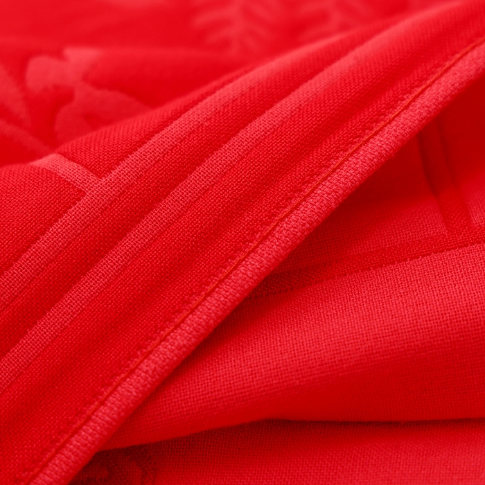 91家纺网 家纺一手货源 找家纺 2024新款全棉六层纱布大红色婚庆加厚透气枕巾52*78cm一对 白首之约