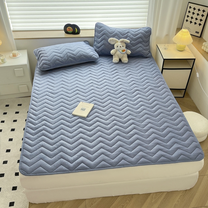 91家纺网 家纺一手货源 找家纺 老帅的工厂店 2025新款泡泡纱提花床垫系列 大床（有买家秀） 雾蓝