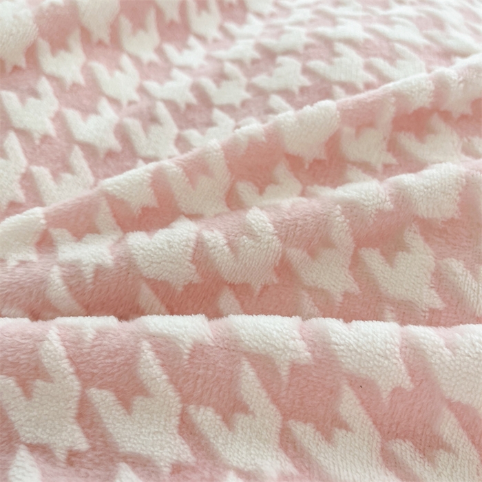 91家纺网 家纺一手货源 找家纺 星座家纺 2025新款千鸟格花边款牛奶绒四件套 千鸟格-浅粉