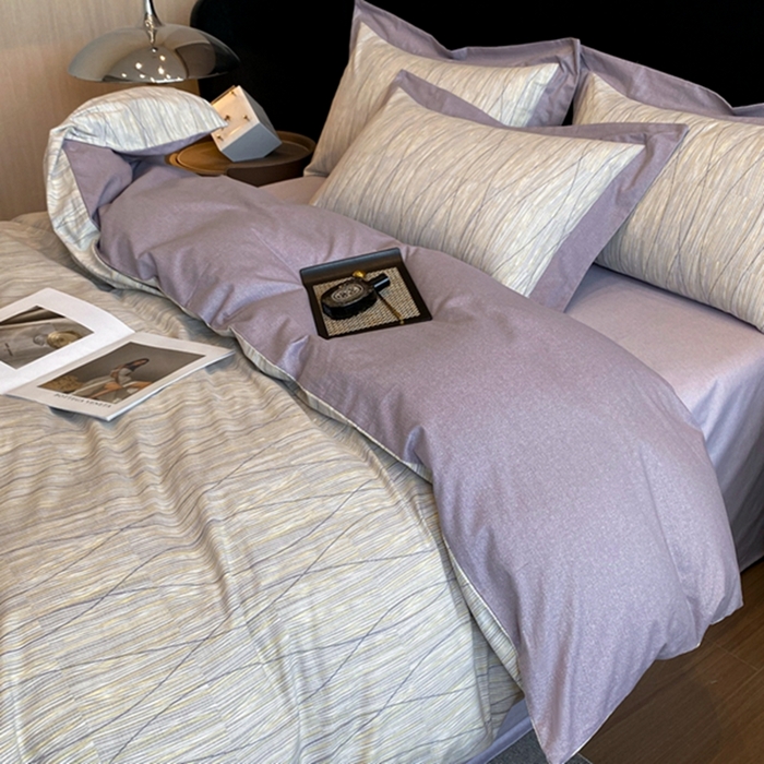 91家纺网 家纺一手货源 找家纺 慕晨 2024新款A类全棉贡缎磨毛数码印花高级宽边简奢款中高端四件套直播爆款 寻意