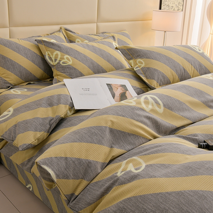 91家纺网 家纺一手货源 找家纺 润淳 2025新直播加厚活性磨毛四件套纯棉三件套 一心一意 灰