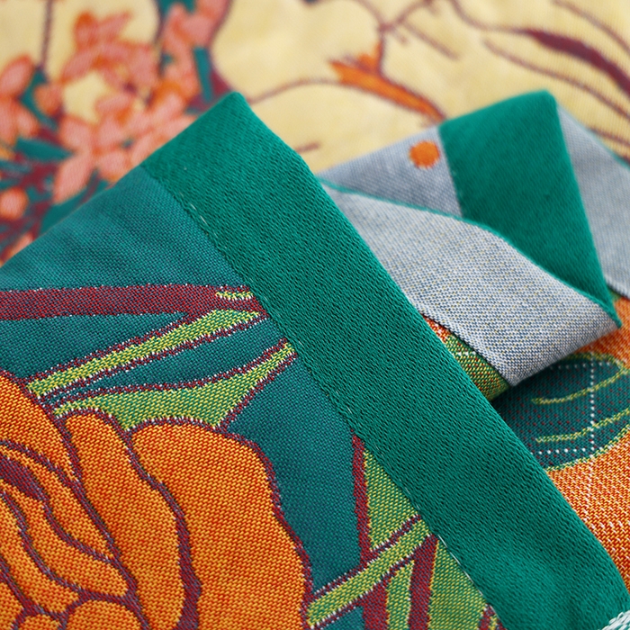 91家纺网 家纺一手货源 找家纺 朴尔家纺-毛巾被 2024新款色织定位提花纯棉四层纱布枕巾 爱情来临-绿