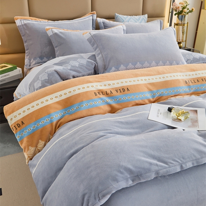 91家纺网 家纺一手货源 找家纺 卡迪亚 2024新款全消光牛奶绒印花四件套 简约