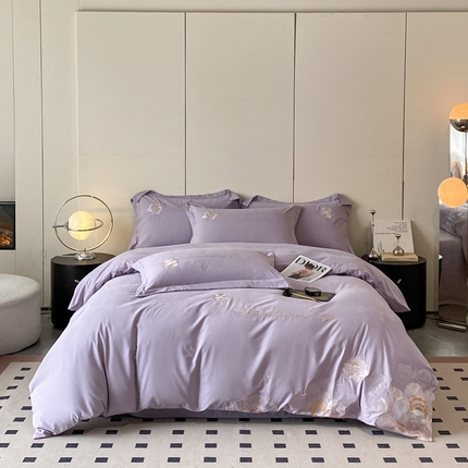 91家纺网 家纺一手货源 找家纺 （总）玉海棠 2024新款舒适亲肤刺绣四件套-赛琳娜系列