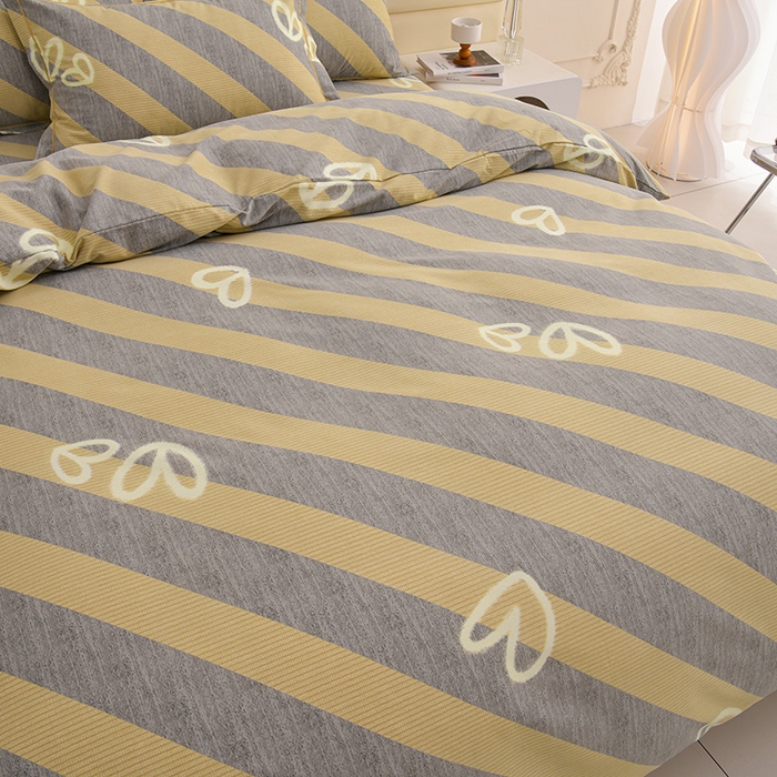 91家纺网 家纺一手货源 找家纺 润淳 2025新直播加厚活性磨毛四件套纯棉三件套 一心一意 灰