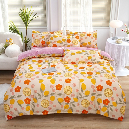 91家纺网 家纺一手货源 找家纺 梦卓家纺 2025新款直播加厚植物羊绒四件套高克重磨毛跨境四件套 大量现货柠橙